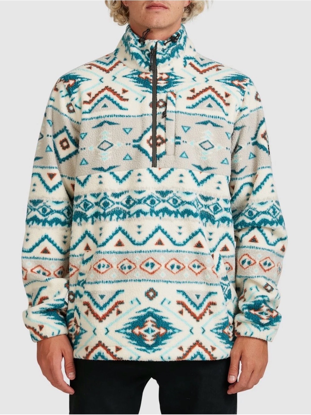 Billabong Boundary Quarter Zip Fleece Pullover Aztec Pattern